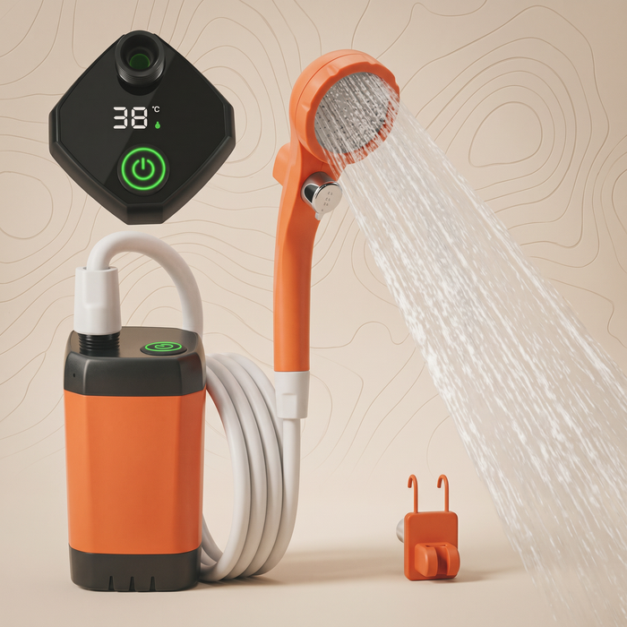Tragbare Campingdusche 12V mit Heizfunktion